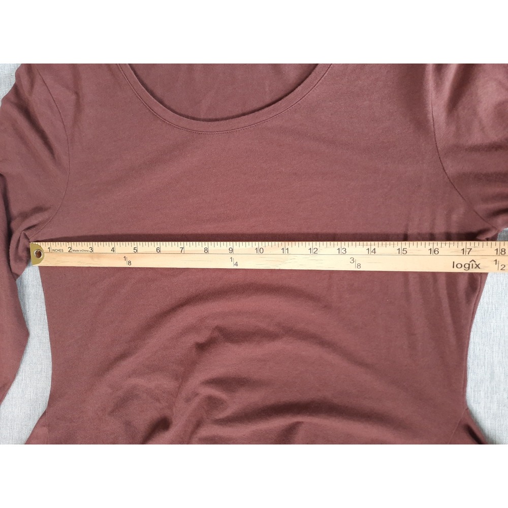 Peruvian Connection Women Large Mini Dress Choco Cotton Modal Pleated Round Neck - Picture 7 of 11